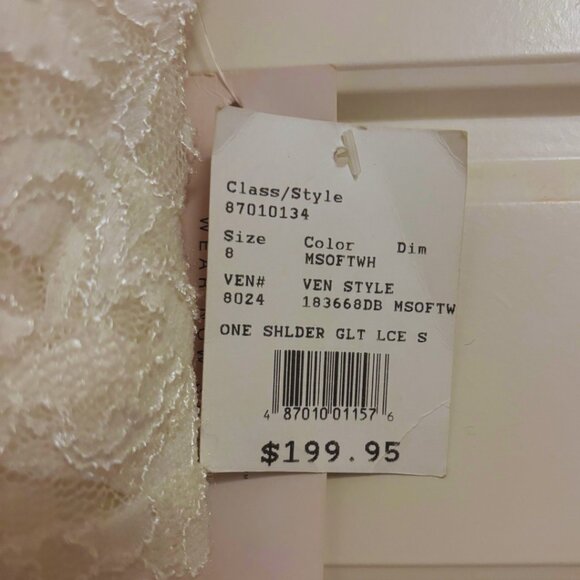 DB Studio One Shoulder Wedding Dress NWT Size 8 - Picture 4 of 6